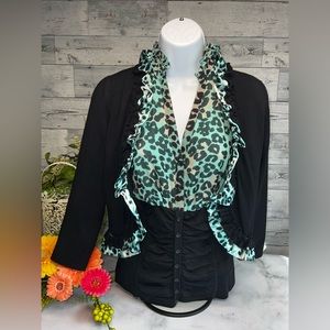 INC short sleeve shirt with matching sweater jacket. Turquoise\Black small.